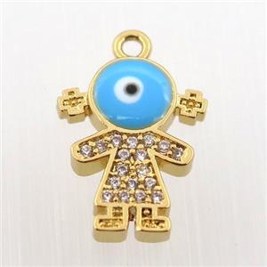 copper girl pendant pave zircon, gold plated, approx 12-16mm [FN11933]