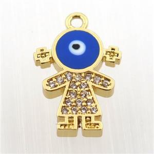 copper girl pendant pave zircon, gold plated, approx 12-16mm [FN11934]