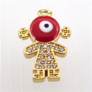 copper girl pendant pave zircon, gold plated, approx 12-16mm [FN11935]