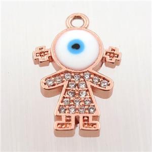 copper girl pendant pave zircon, rose gold, approx 12-16mm [FN11937]