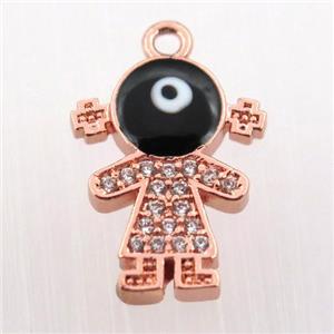 copper girl pendant pave zircon, rose gold, approx 12-16mm [FN11938]