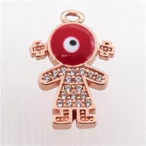copper girl pendant pave zircon, rose gold, approx 12-16mm [FN11941]