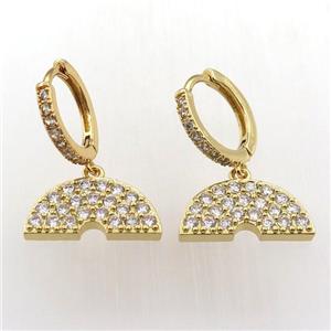 copper hoop earring pave zircon with rainbow, gold plated, approx 10-20mm, 14mm dia [FN11954]