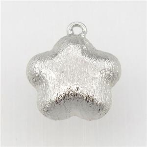 brushed copper flower pendant, platinum plated, approx 18mm dia [FN11996]
