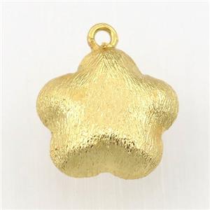 brushed copper flower pendant, gold plated, approx 18mm dia [FN11997]