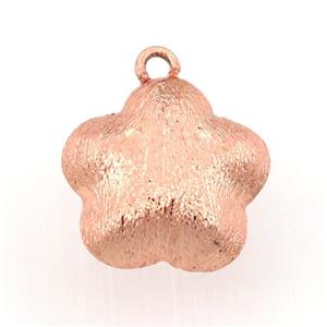brushed copper flower pendant, rose gold, approx 18mm dia [FN11998]