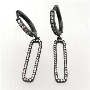 copper hoop earrings paved zircon, black plated, approx 6-25mm, 14mm dia [FN12019]