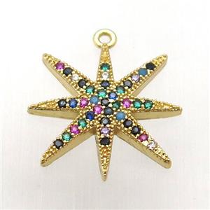 copper northstar pendant pave zircon, gold plated, approx 20mm [FN12029]