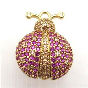 copper beetle pendant pave zircon, gold plated, approx 20-23mm [FN12030]