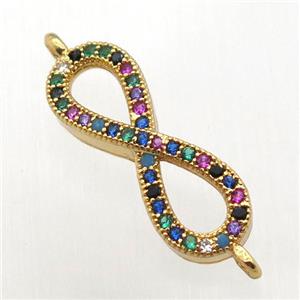 copper infinity connector pave zircon, gold plated, approx 7-20mm [FN12036]