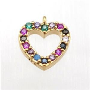 copper heart pendant pave zircon, gold plated, approx 8mm [FN12038]