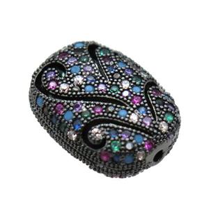 copper rectangle beads paved zircon, black plated, approx 11-15mm [FN12046]