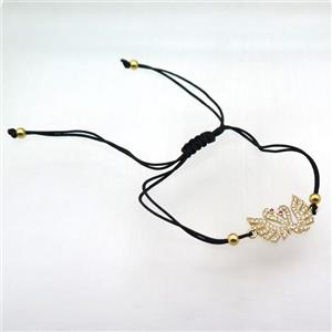 resizable nylon wire bracelet with swan pave zircon, gold plated, approx 14-21mm, 24cm length [FN12052]