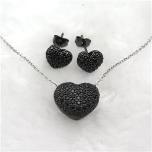 copper Jewelry Sets pave zircon, black plated, approx 8mm, 14mm, 42cm length [FN12057]