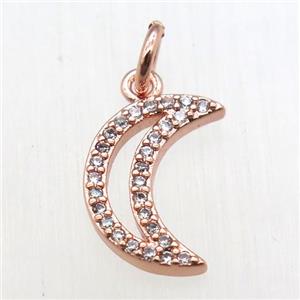 copper moon pendant paved zircon, rose gold, approx 8-12mm [FN12082]