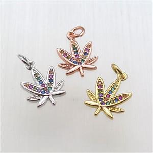 copper flower pendant paved zircon, mix color, approx 11-14mm [FN12092]