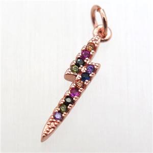 copper lightning pendant paved zircon, rose gold, approx 17mm [FN12098]