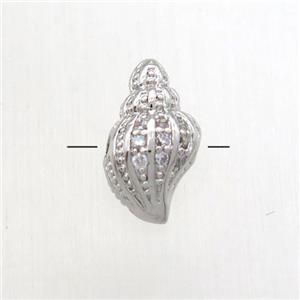 copper shell beads paved zircon, platinum plated, approx 7-12mm [FN12162]