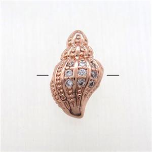 copper shell beads paved zircon, rose gold, approx 7-12mm [FN12164]