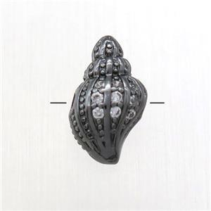 copper shell beads paved zircon, black plated, approx 7-12mm [FN12165]