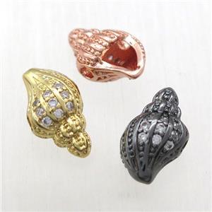 copper shell beads paved zircon, mixed color, approx 7-12mm [FN12166]
