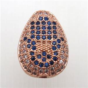copper teardrop beads paved zircon, rose gold, approx 11-16mm [FN12169]