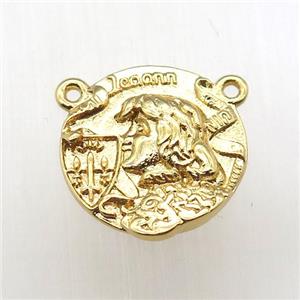 copper coin pendant, gold plated, approx 15mm dia [FN12184]