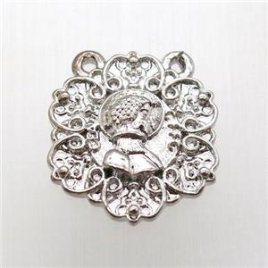 copper pendant, platinum plated, approx 16mm dia [FN12189]
