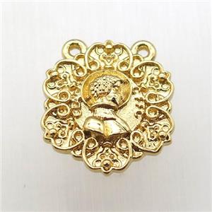 copper pendant, gold plated, approx 16mm dia [FN12190]
