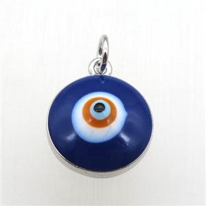 copper evil eye pendant, platinum plated, approx 13.5mm dia [FN12196]
