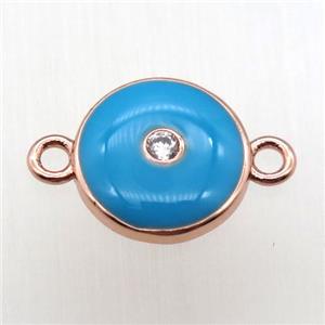 copper eye connector pave zircon, rose gold, approx 12mm dia [FN12202]