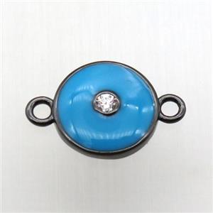 copper eye connector pave zircon, black plated, approx 12mm dia [FN12203]