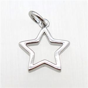 copper star pendant, platinum plated, approx 11mm dia [FN12208]