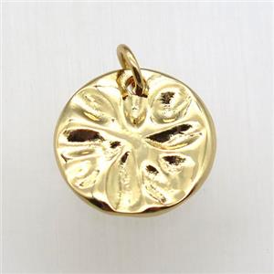 copper circle pendant, gold plated, approx 15mm dia [FN12215]