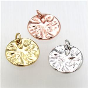 copper circle pendant, mixed color, approx 15mm dia [FN12217]
