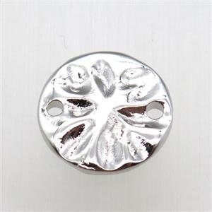 copper circle connector, platinum plated, approx 15mm dia [FN12218]