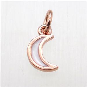 copper moon pendant, enameling, rose gold, approx 6-8mm [FN12226]