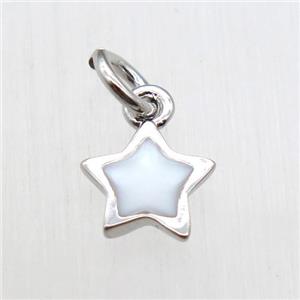 copper star pendant, enameling, platinum plated, approx 7mm dia [FN12228]