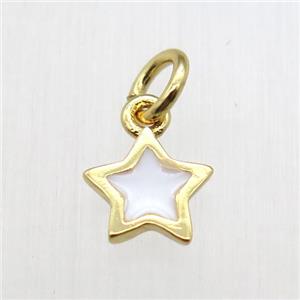 copper star pendant, enameling, gold plated, approx 7mm dia [FN12229]