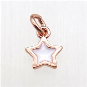 copper star pendant, enameling, rose gold, approx 7mm dia [FN12230]