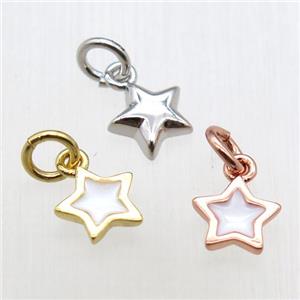 copper star pendant, enameling, mixed color, approx 7mm dia [FN12231]
