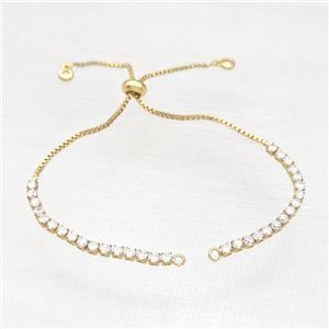 copper bracelet chain paved zircon, gold plated, approx 3mm, 12cm length [FN12327]