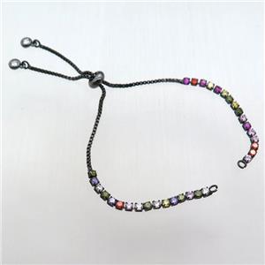 copper bracelet chain paved zircon, black plated, approx 3mm, 12cm length [FN12333]