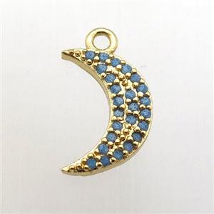 copper moon pendant pave zircon, gold plated, approx 6-12mm [FN12344]