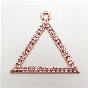 copper triangle pendant pave zircon, rose gold, approx 20mm [FN12379]