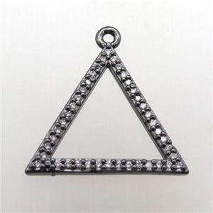 copper triangle pendant pave zircon, black plated, approx 20mm [FN12380]