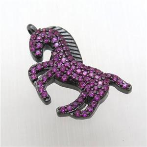 copper Unicorn pendant pave zircon, black plated, approx 15-20mm [FN12382]