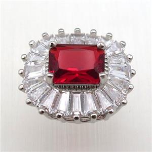 copper pendant pave ruby zircon, platinum plated, approx 15-20mm, 3x10mm hole [FN12389]