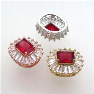 copper pendant pave ruby zircon, mixed, approx 15-20mm, 3x10mm hole [FN12392]