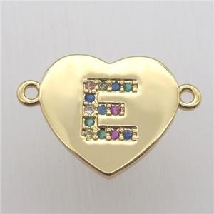 copper letter connector, heart, gold plated, approx 15-16mm [FN12452]